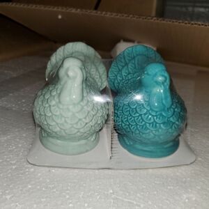 Ceramic Bird Figurines - Set of 2 in Blue and Green